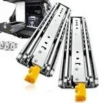 YENUO Heavy Duty Drawer Slides with Lock 12 14 16 18 20 22 24 26 28 30 32 34 36 38 40 44 48 52 56 60 Inch Full Extension Side Mount Ball Bearing Locking Rails Track Glides Runners Load 350 Lbs 1 Pair