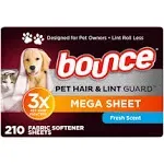 Bounce Pet Hair and Lint Guard Mega Dryer Sheets, 210 ct. Fresh Scent