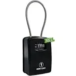 Iron Lock - Key Lock Box Portable with Removable Cable Shackle Indoor Outdoor Waterproof 4 Digit Combination with Resettable Code with A B Switch