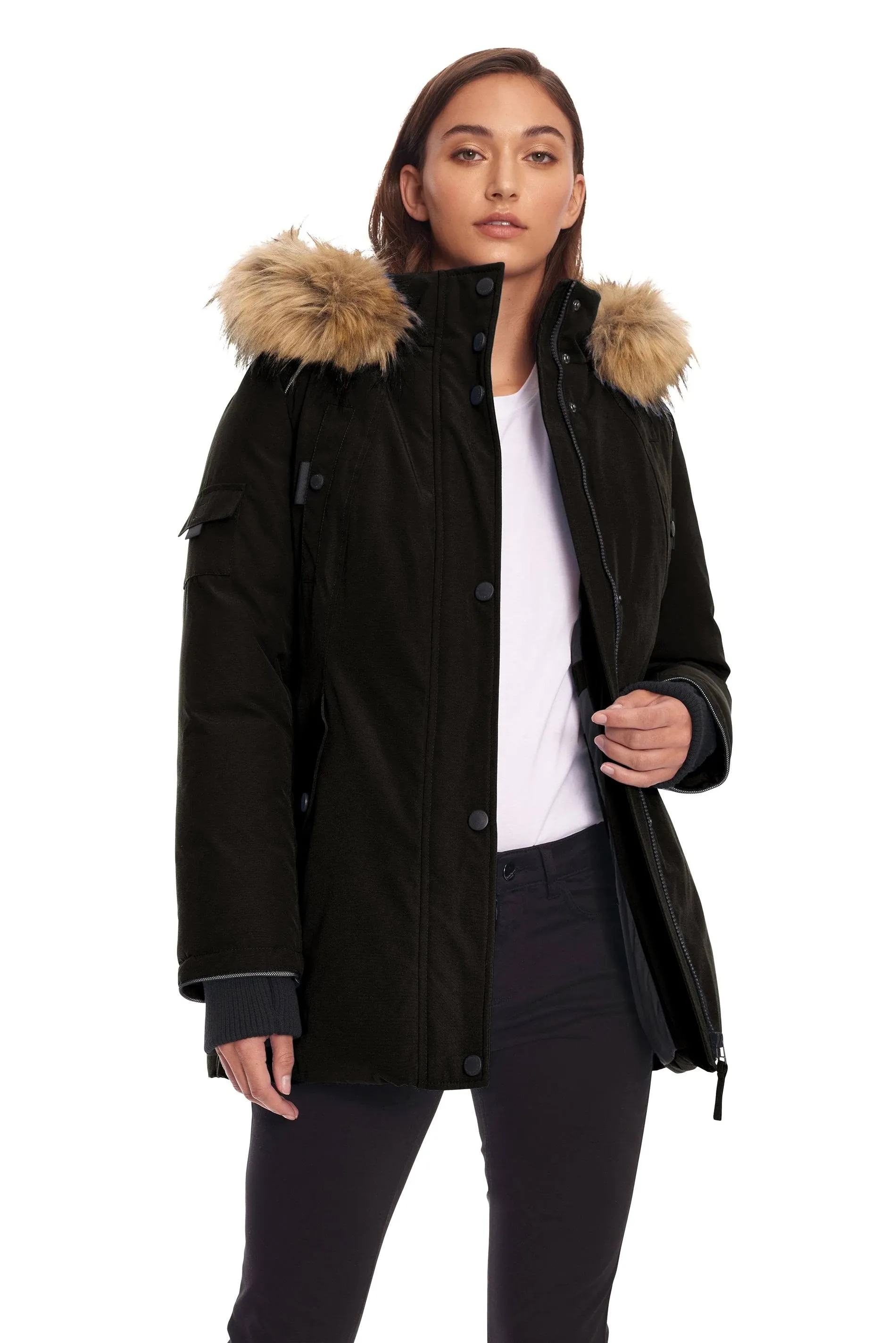 "Women's Vegan Down Recycled Parka, Taupe In Brown"