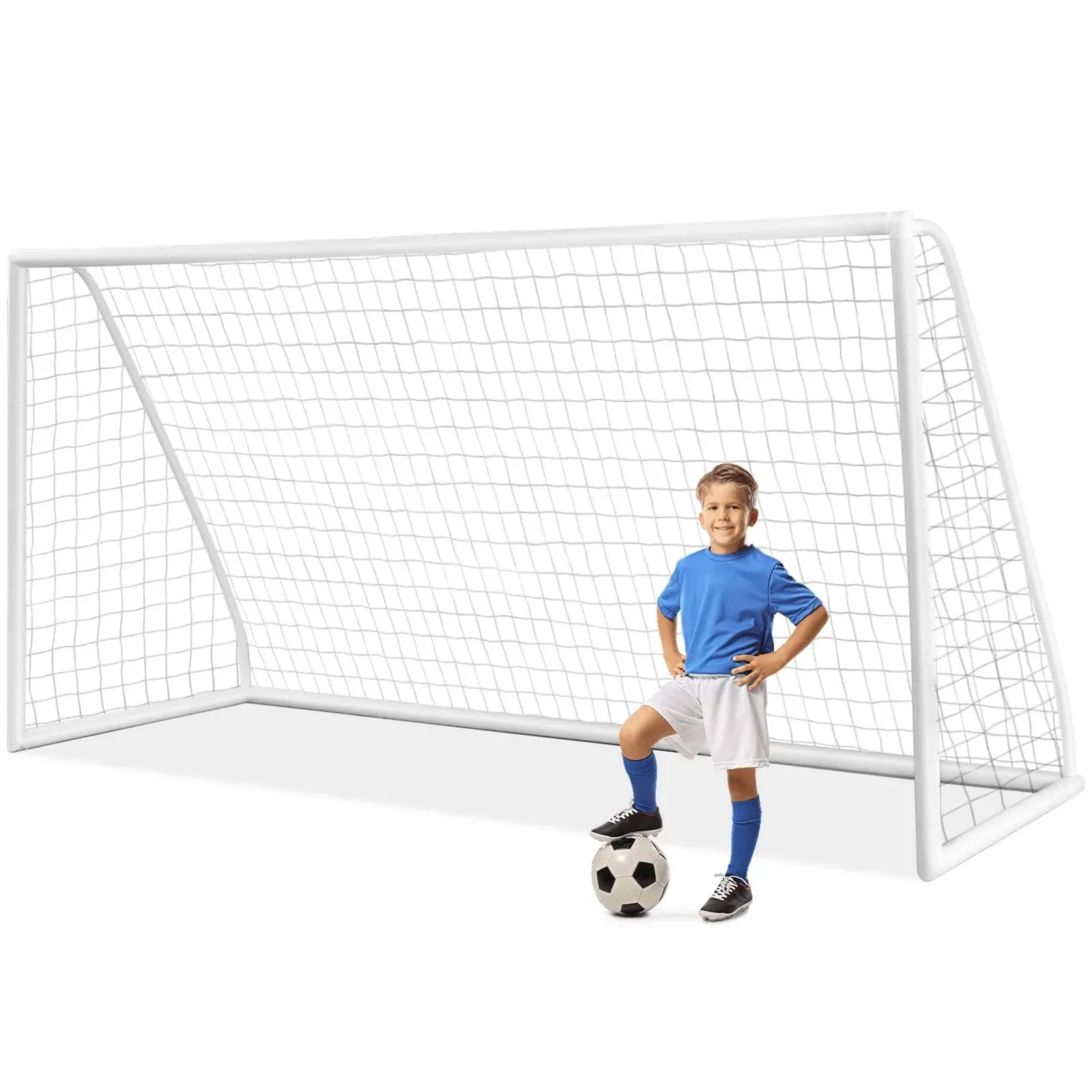 12 x 6FT All-Weather Soccer Goal W/Strong UPVC Frame Kids Adults Soccer Practice