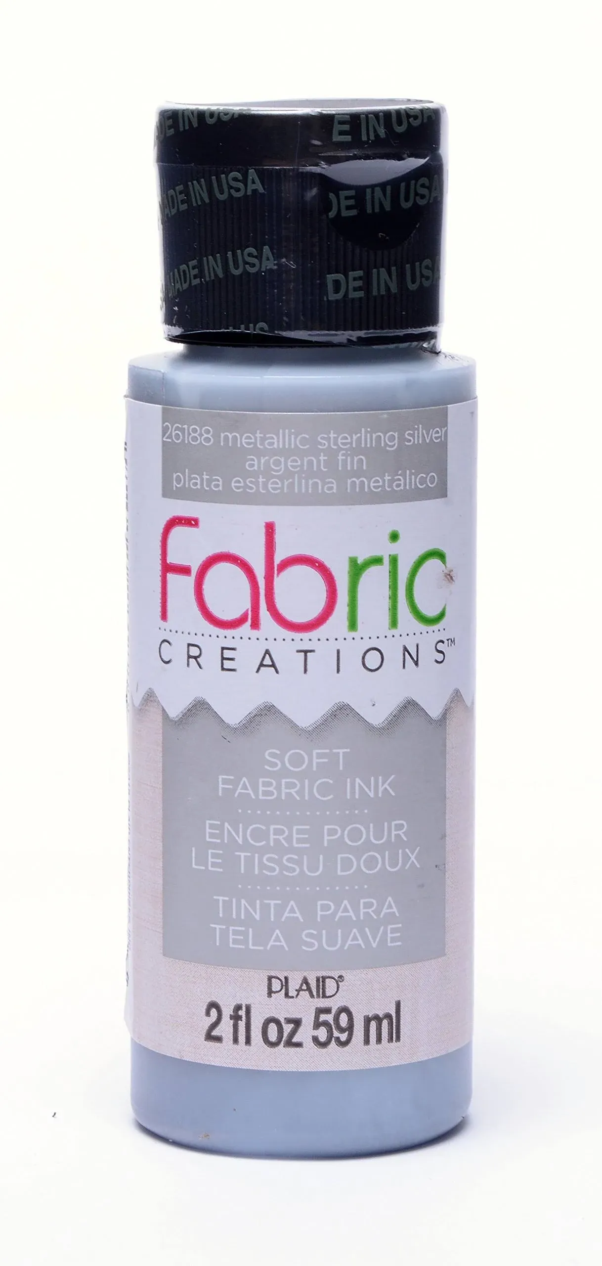 Metallic Silver - Plaid Fabric Creations Soft Fabric Ink 2oz.