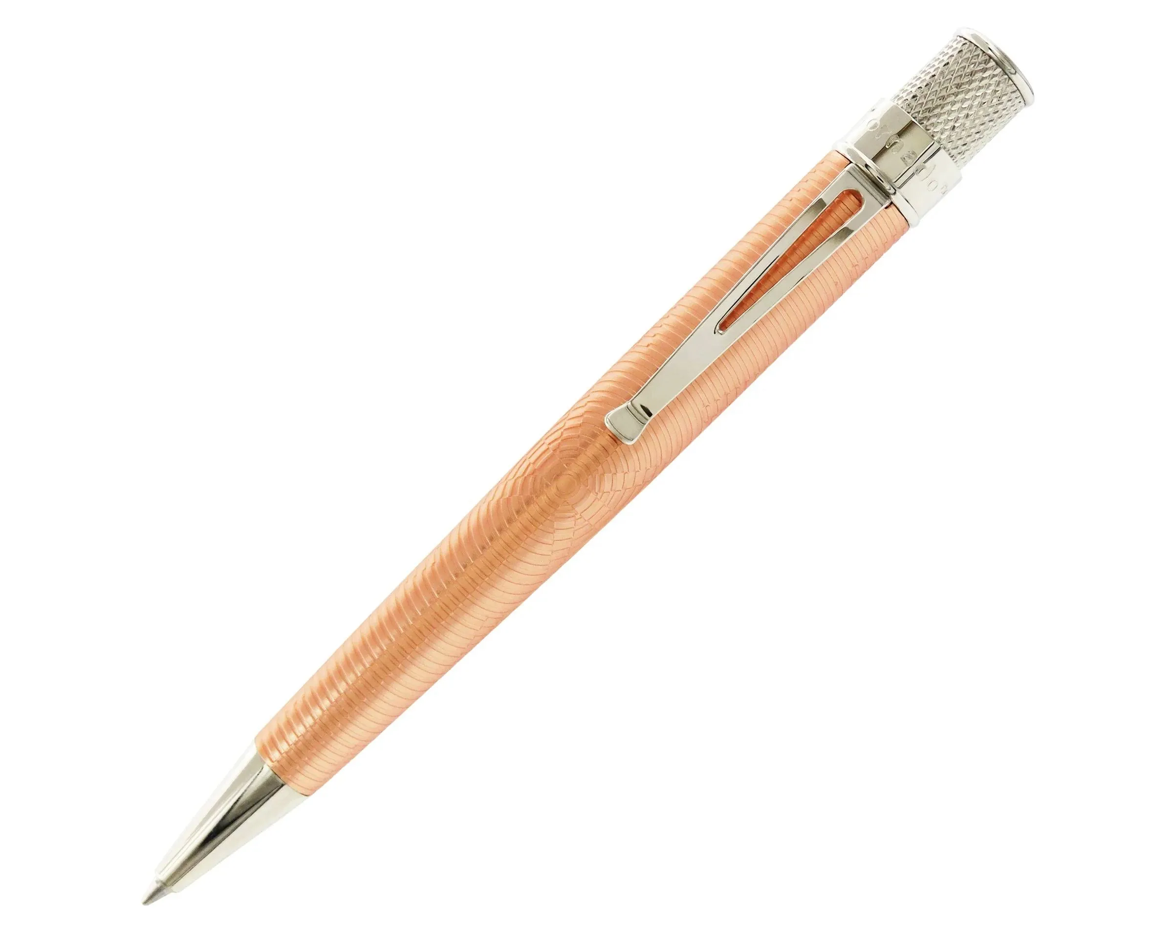 Tornado Vintage Metalsmith Series, Rollerball Pen, Nikola Tesla, Copper-plated Barrel with Etched Concentric Circles, Platnium Accents (VRR-2551)