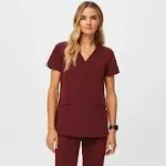 Figs Casma Three-Pocket Scrub Top for Women – Burgundy, 2XL