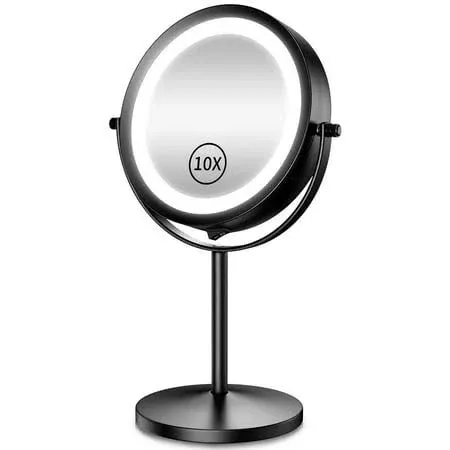 Benbilry Lighted Makeup Mirror - LED Double Sided 1x/10x Magnification Cosmetic