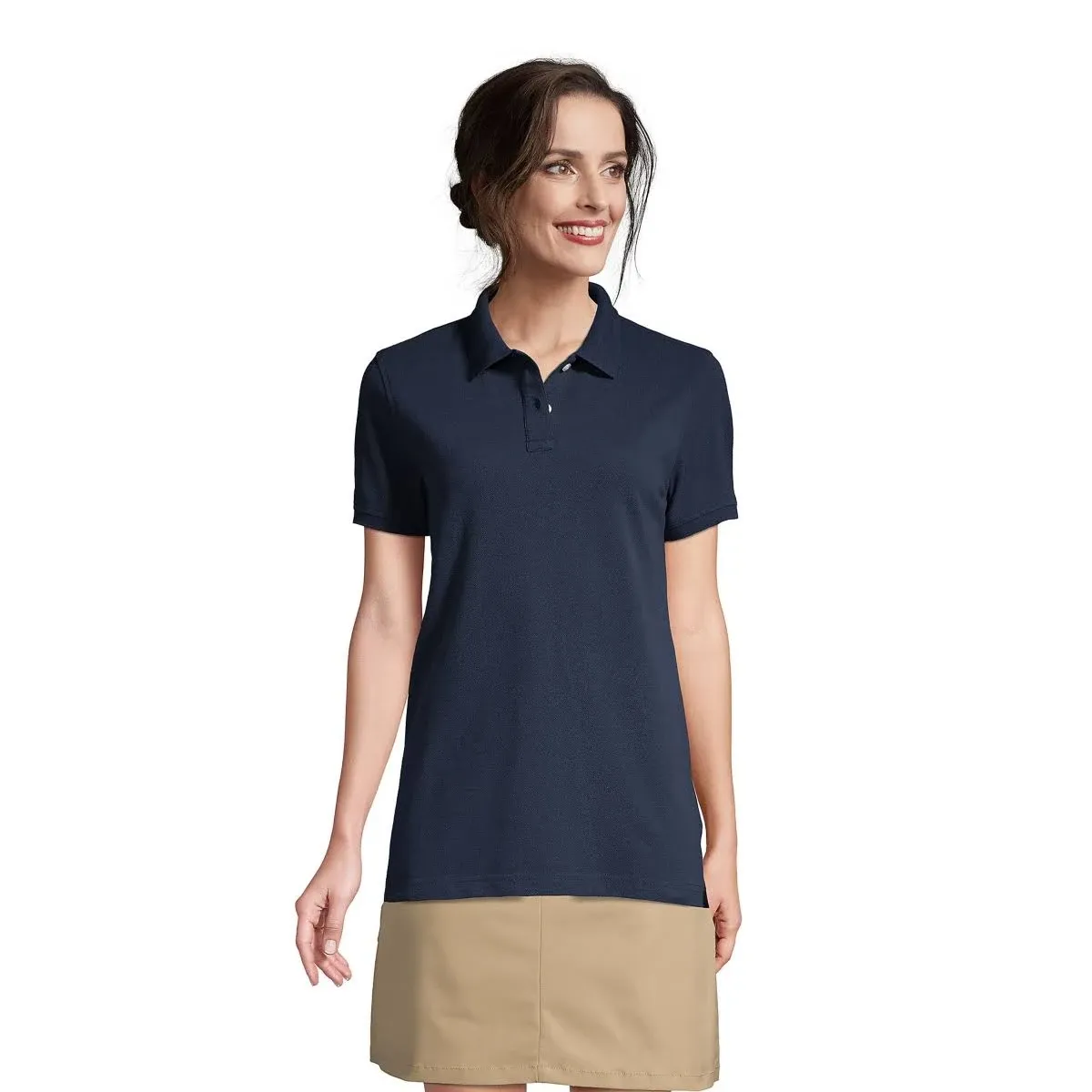 Lands' End Women's School Uniform Short Sleeve Mesh Polo Shirt