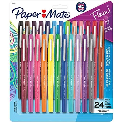 Paper Mate Felt Tip Pens | Flair Marker Pens, Medium Point, Assorted, 24 Count