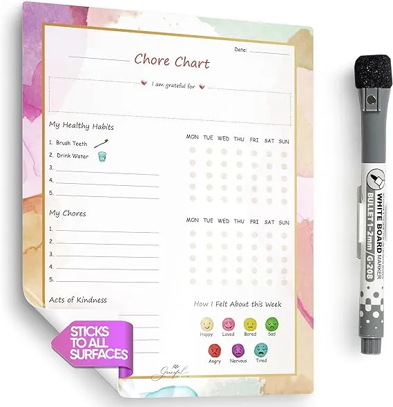 Chores Chart for Kids Sticks to Any Surface - Kids Chore Chart for Kids and B...