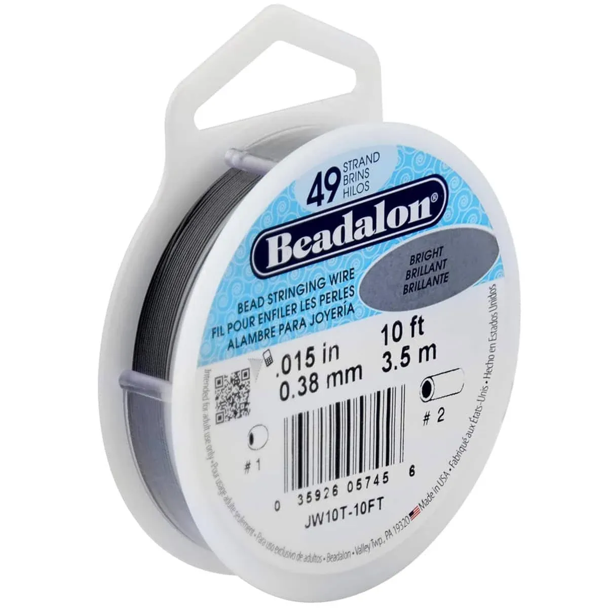 Beadalon 49 Strand Stainless Steel Bead Stringing Wire, 10'