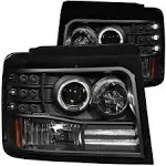 ANZO 111184 for 1992-1996 Ford F-150 Projector Headlights W/ Halo Black W/ Side