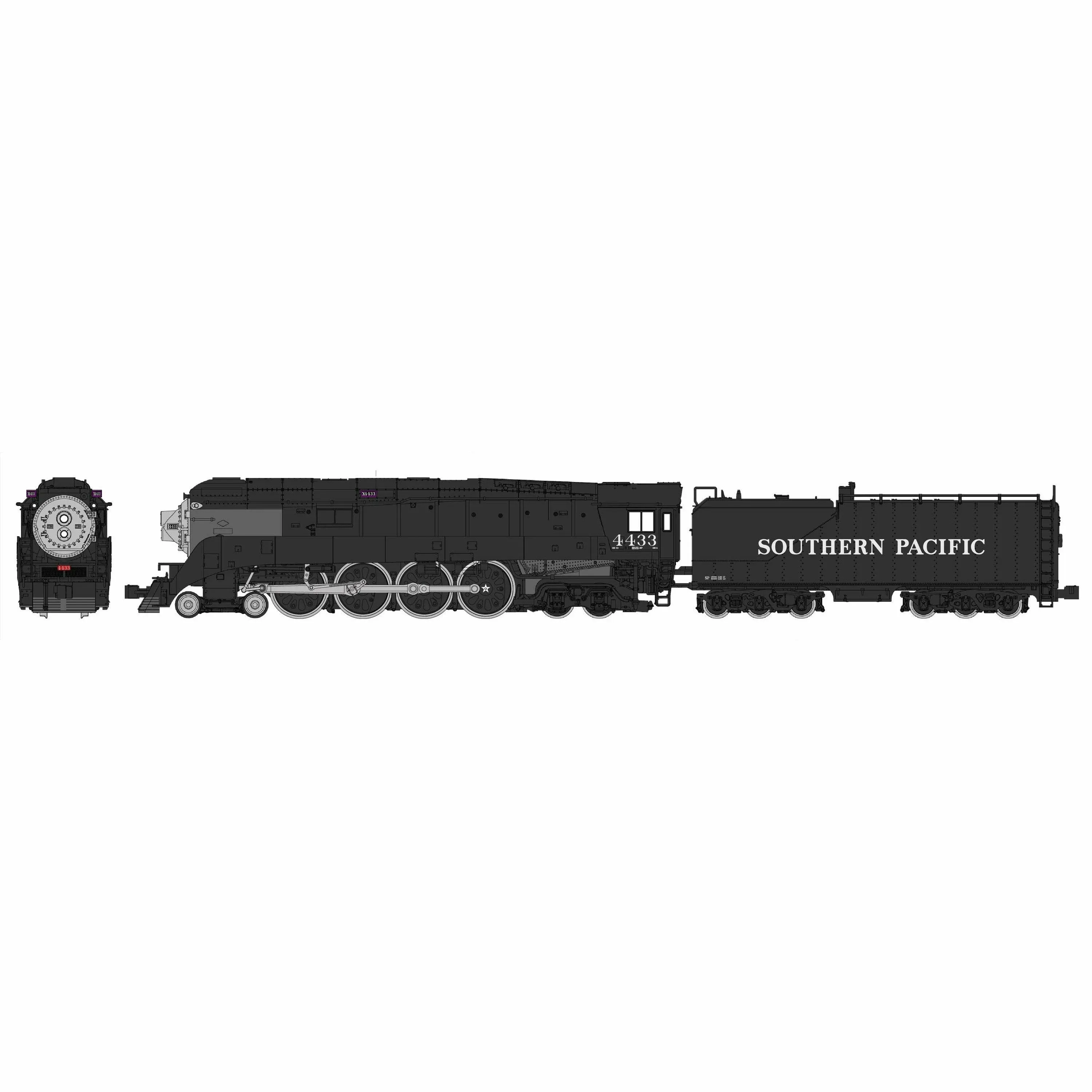 Kato N Scale Southern Pacific 4445 GS-4 4-8-4 Steam Locomotive Black Scheme