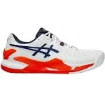 ASICS Men's Gel Resolution 9 Wide (2E) Tennis Shoes, White/Blue Expanse, Size 10