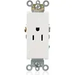 Leviton 16241-W 15 Amp, 125 Volt, Decora Plus Single Receptacle, Straight Blade, Commercial Grade, Self-Grounding, White