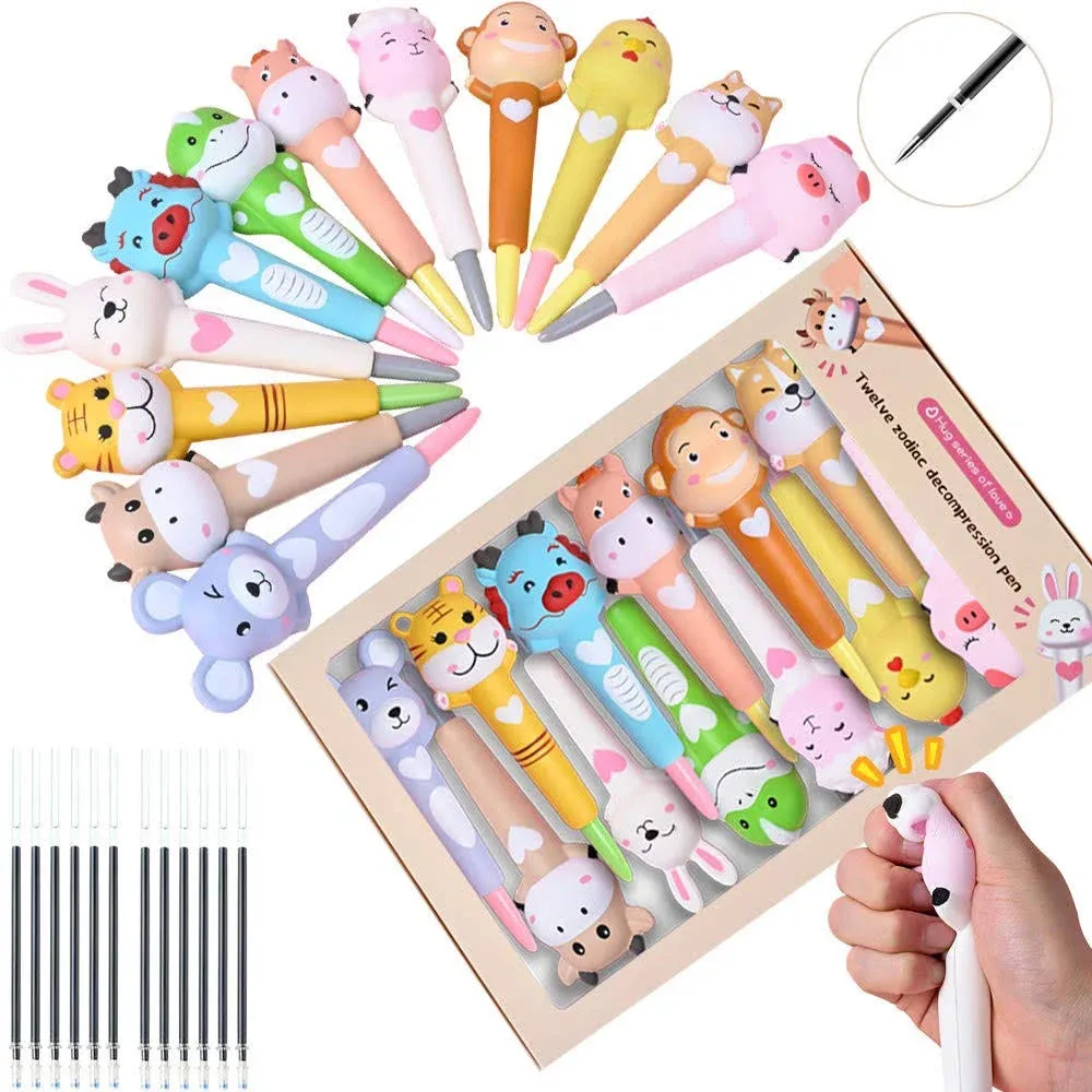 Cute Pens squishy pens gel ink Animals Pens cute stationary Kawaii Pens Decom...