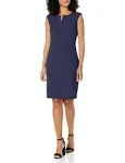 Kasper Womens Petites Seamed Sheath Wear to Work Dress Navy 2P