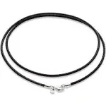 Miabella Genuine 2mm Black or Brown Italian Leather Cord Chain Necklace for Men Women with 925 Sterling Silver Clasp Made in Italy