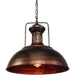 16.14" Farmhouse Pendant Light, Rustic Vintage Hanging Light Fixture Barn Dome Lampshade Ceiling Mount Lamp for Kitchen Island Dining Room