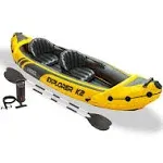 Intex Explorer K2 Yellow 2 Person Inflatable Kayak with Aluminum Oars & Air Pump