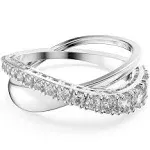 NWB Swarovski Twist ring Round cut, Rhodium plated-5572724<wbr/>,5563911,55727<wbr/>18