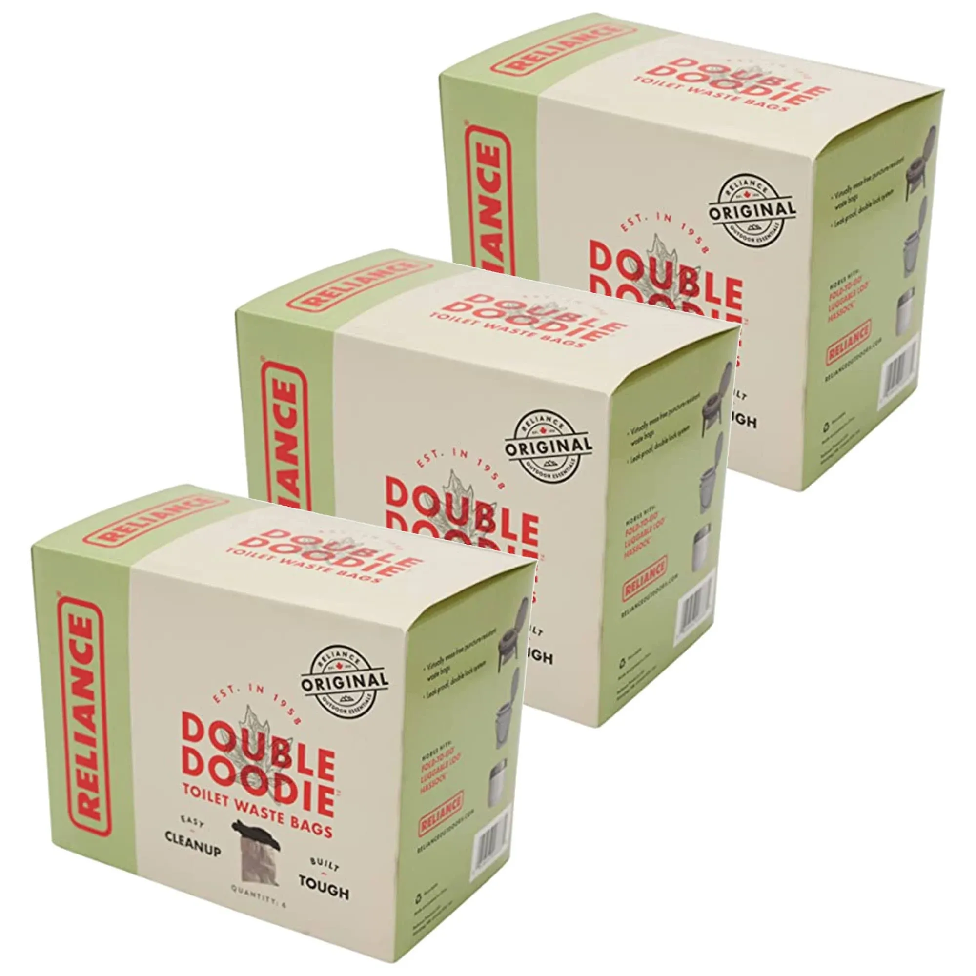 Double Doodie 2L Portable Camping Toilet Waste Bags (18 Bags) Reliance