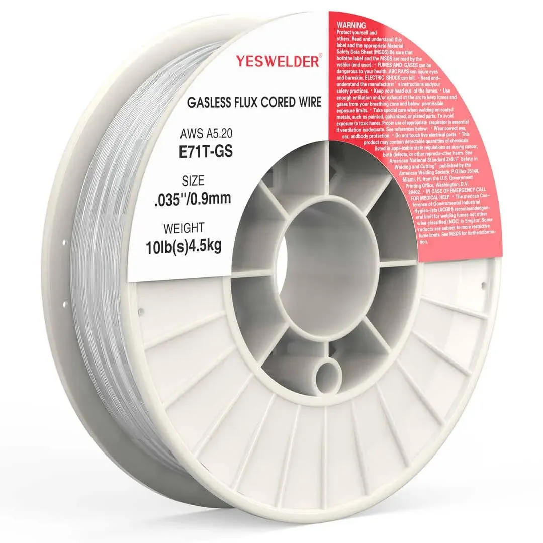 YESWELDER Flux Core Mig Wire, Mild Steel E71TGS .035-Diameter, 10-Pound Strong ABS Plastic Spool Welding Wire