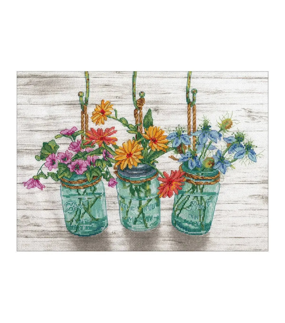 Counted Cross Stitch Kit 14"X10"-Flowering Jars, dimensions, 70-35378