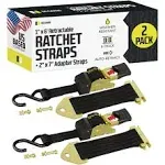 1" x 6' Retractable Ratchet Straps w/ E-Track Adapters 2 Pack