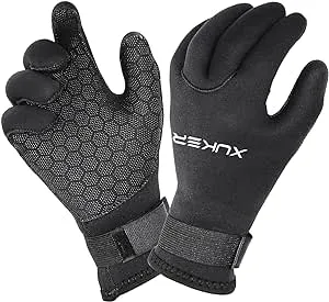 XUKER Water Gloves, 3mm & 5mm Neoprene Five Finger Warm Wetsuit Winter Gloves for Scuba Diving Snorkeling Surfing