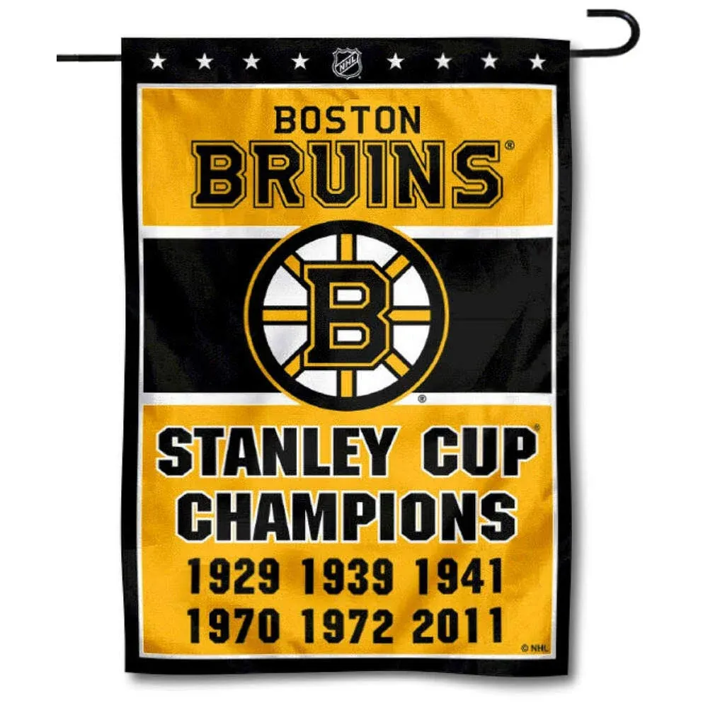 Boston Bruins 6 Time Stanley Cup Champions Garden Flag and Yard Banner