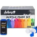 Artkey Acrylic Paint Set - 24 Colors 2oz/59ml Acrylic Paints Professional Artists Painting Kit for Canvases Fabric Rock Leather Easter Egg Wood