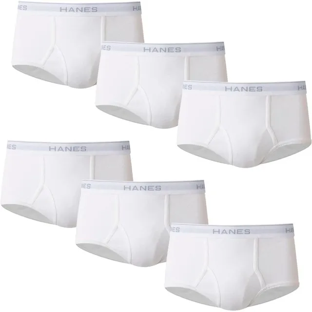 Hanes Men's Value Pack White Briefs, 6 Pack