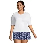 Lands' End Women's Plus Size Crew Neck Rash Guard