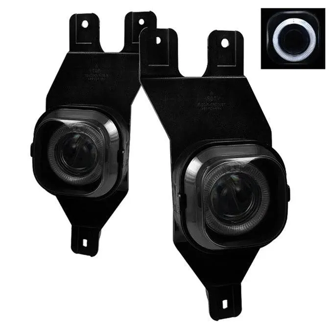 AKKON - For 99-05 Ford F250 F350 Excursion Black Bracket Smoked Lens LED Halo Projector Bumper Driving Fog Light