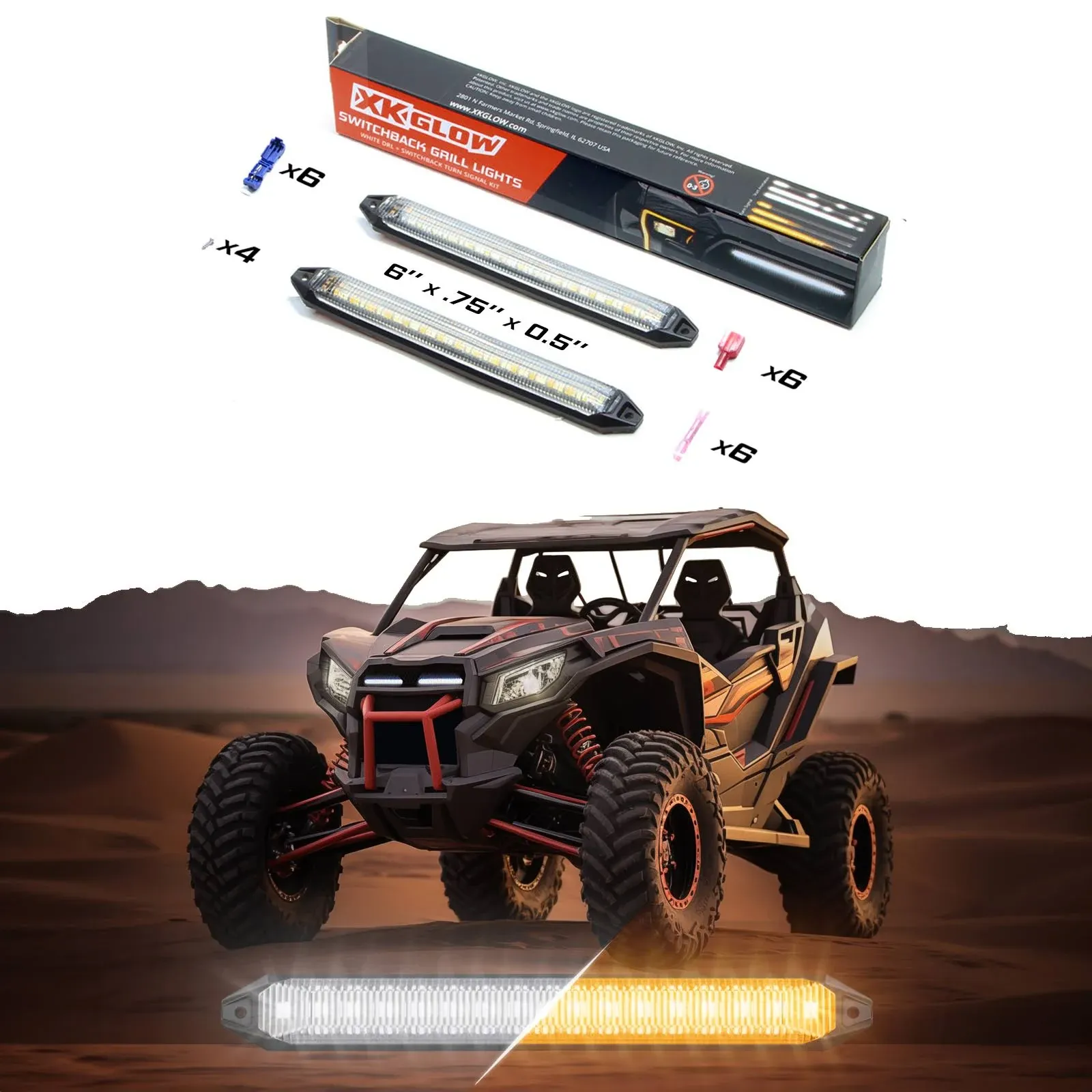XK Glow Switchback Grill Lights with Start-up Animation & Sequential Turn Signals XK041029