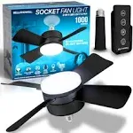 Bell + Howell Black Ceiling Socket Fan/Light