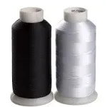 Simthreads 2 Bobbin Thread for Sewing and Embroidery Machine 1 Black and 1 White 5500 Yards Each - 60wt Polyester Bobbin Fill