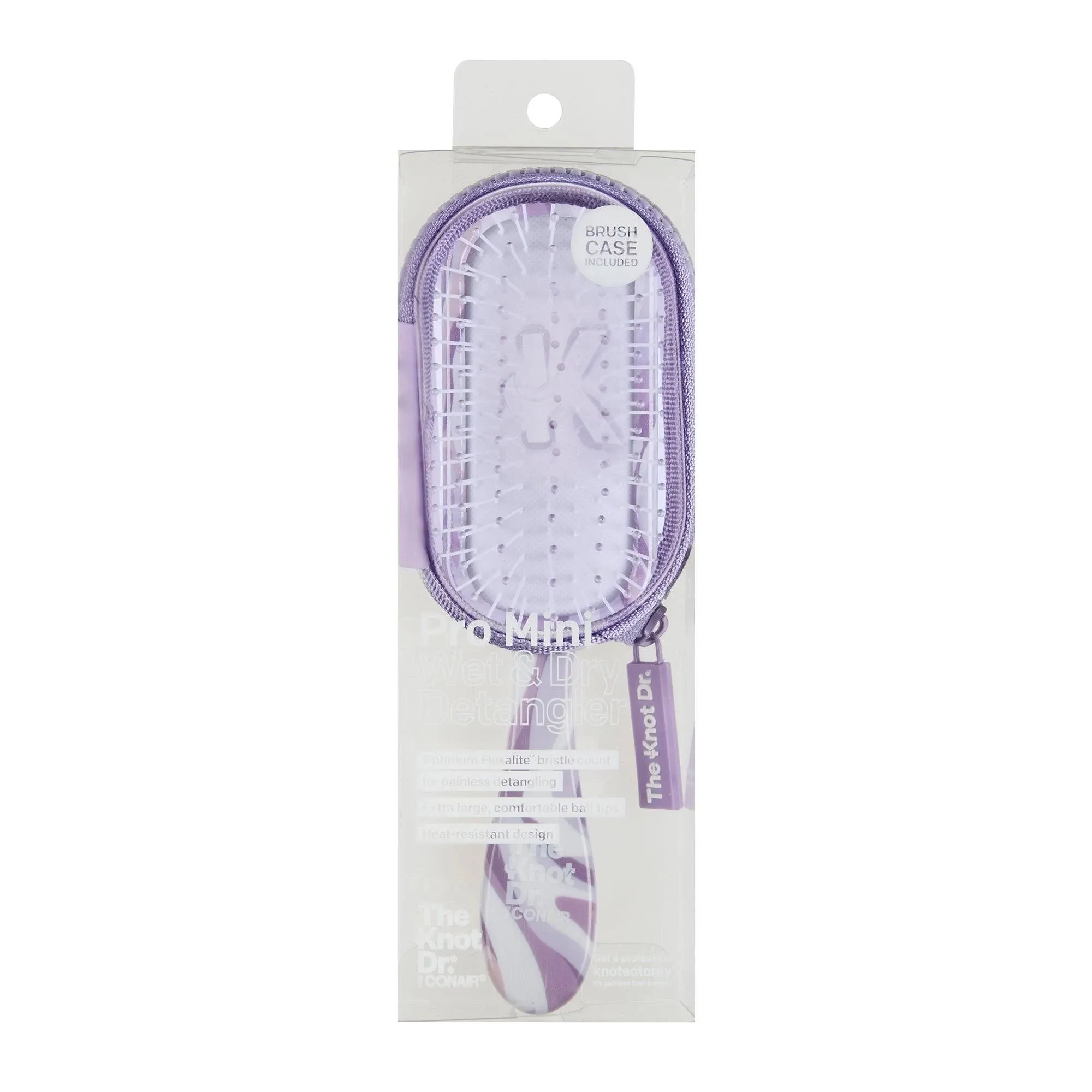 The Knot Dr. hair brush by Conair - Detangling hair brush - Travel Brush - wet brush - Removes Knots and Tangles in wet or dry hair - Purple