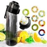 Air Water Bottle, 650ML Fruit Fragrance Water Bottle with Air Flavour Pods, 0% Sugar Water Cup With Straw, Sports Water Bottle Suitable for Outdoor Sports (Black+7Pod)