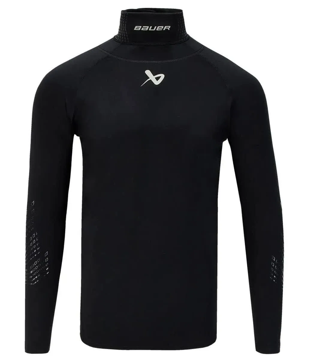 Bauer NECKPROTECT Long Sleeve Baselayer Top - Youth - Black - XL