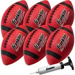 Franklin Sports Junior Size Rubber Football - 6 Pack Deflated with Pump, Red