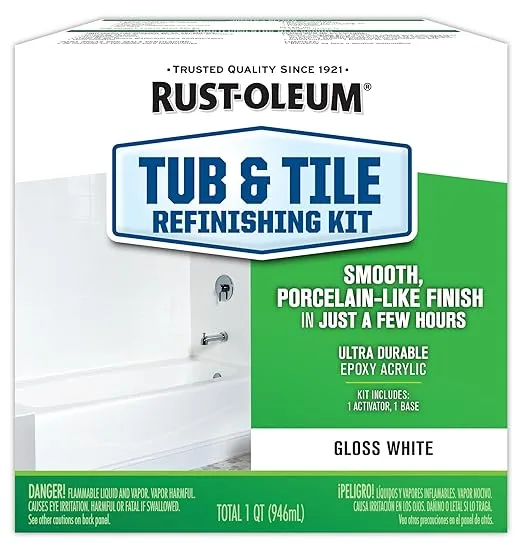 Rust-Oleum 7860519 Tub and Tile Refreshing Kit Liquid Solvent-Like White 1 qt Box