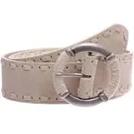 Beltiscool Women's 1 7/8 inch Lace Edged Braided Cow Suede Leather Round Belt, Size: Small/Medium - 32, Beige