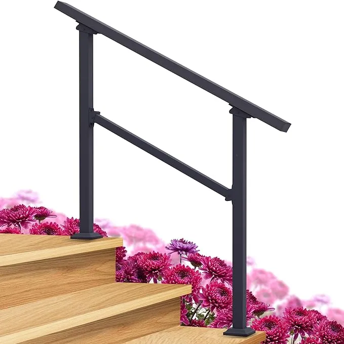 CHR Fence & Rail Hand Rails for Outdoor Steps, 3 Step Handrail & Indoor Stair Railing Kit, Railings for Outdoor Steps and Hand Rails for Seniors for Porch Railing & Deck Hand Rail, 2-3 Step Railing