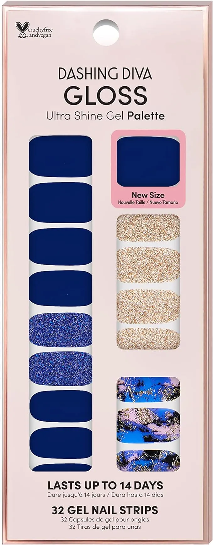 Dashing Diva 32-Count Gloss Ultra Shine Gel Palette Nail Strips In Blue Vixon