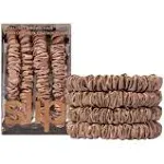 Slip Silk Skinny Scrunchies - Light Brown - Elastic Scrunchies Set (4 Scrunchies)