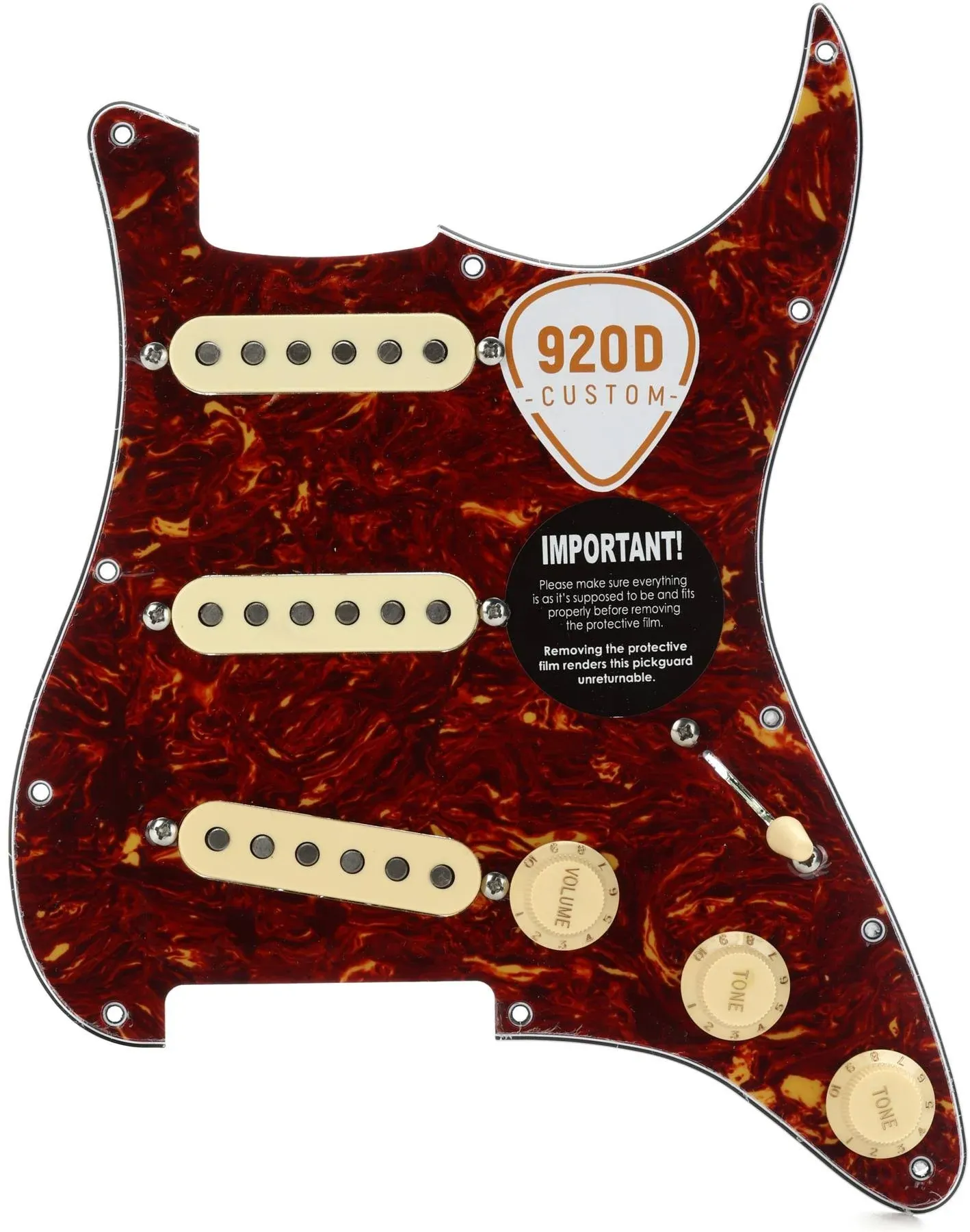 920D Custom Texas Vintage Loaded Pickguard for Strat With Aged White Pickups,...