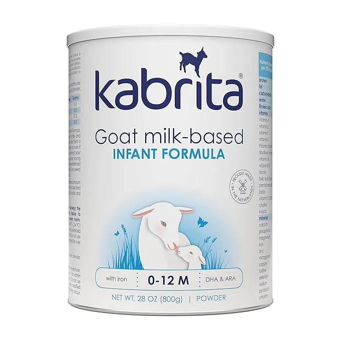 Kabrita Goat Milk Infant Formula - Easy to Digest Baby Formula 0-12 Months - Contains Prebiotics, Iron, DHA, Non-GMO - Gentle on Sensitive Tummies - Formula Supporting Gut Health & Sleep - 28Oz