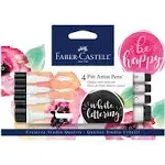 Faber-Castell White Pitt Artist Pen Set - 4 Opaque White India Ink Artist Markers - Lettering and Illustration Marker Set