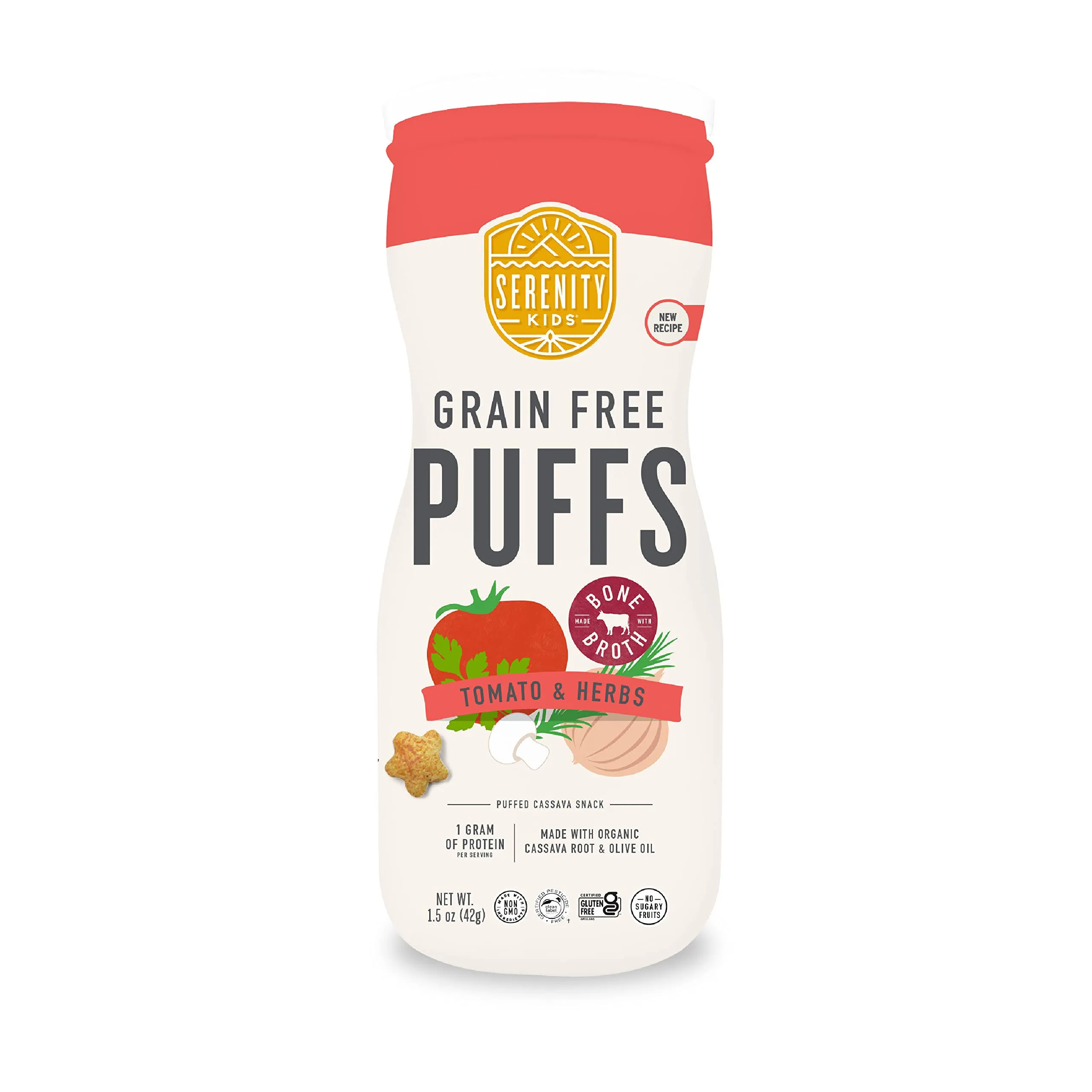 Serenity Kids Puffs, Grain Free, Tomato & Mushroom - 1.5 oz