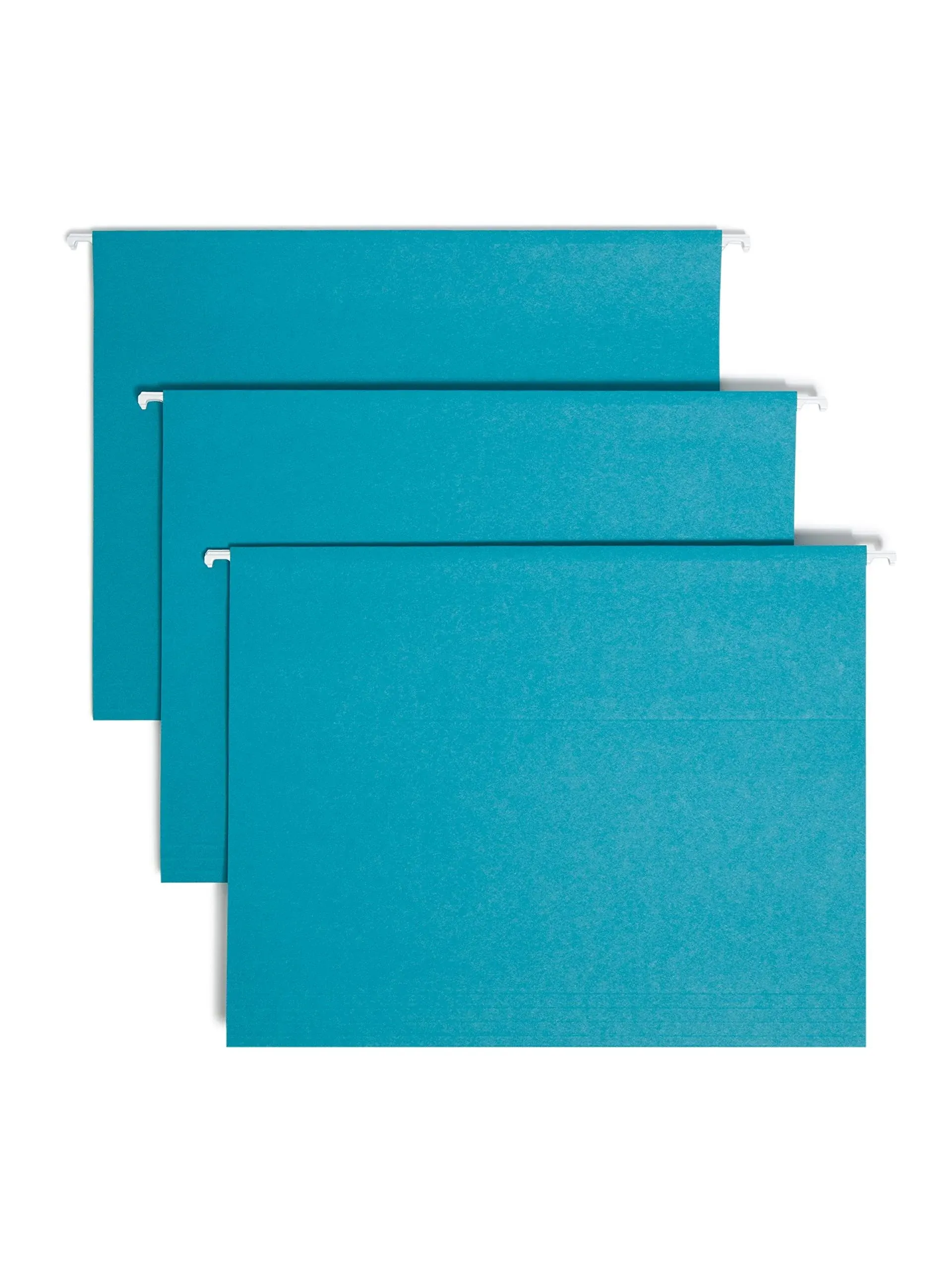 Smead Colored Hanging File Folder with Tab, 1/5-Cut Adjustable Tab, Letter Size, Teal, 25 per Box (64074) (Pack of 1)